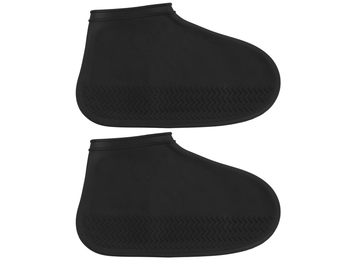 Botas de chuva impermeáveis reutilizáveis para mulheres e homens, acessório para calçados ao ar livre, pretas