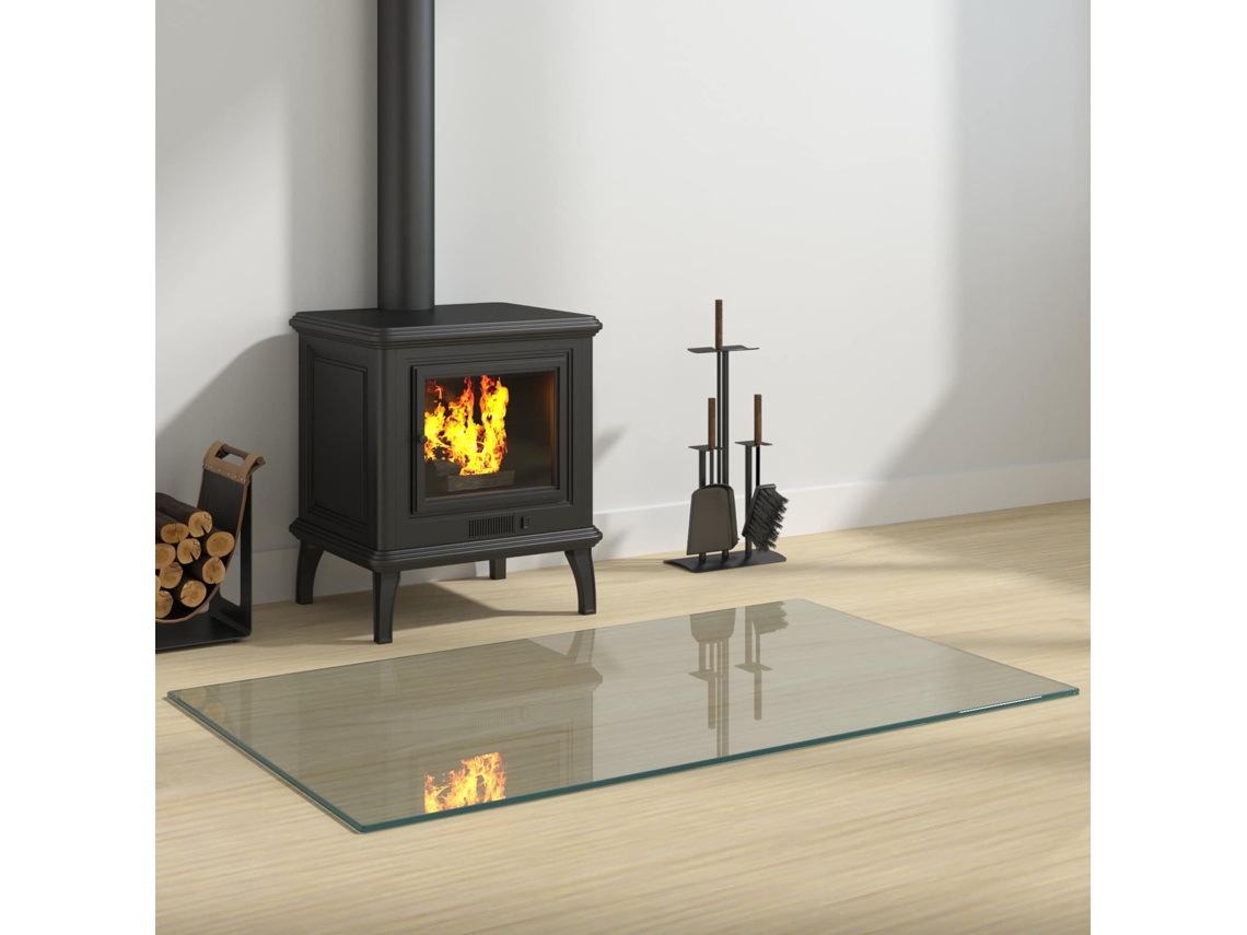 Vidaxl Placa De Vidro Para Lareira Transparente 100 X 60 Cm Vidro