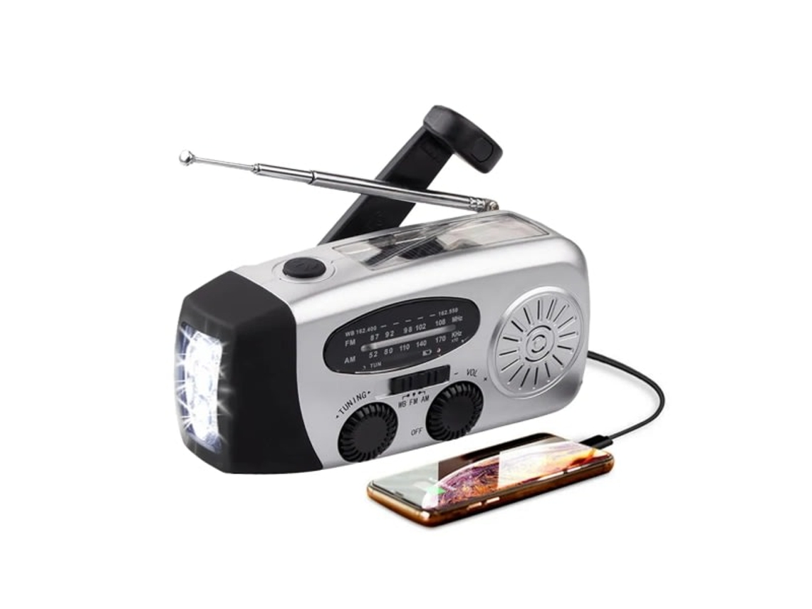 Rádio De Emergência Solvev 1200mah Am/fm Com Previsão Do Tempo Noaa, Luz Led E Carregador Usb Para Uso Externo. Brilvibera