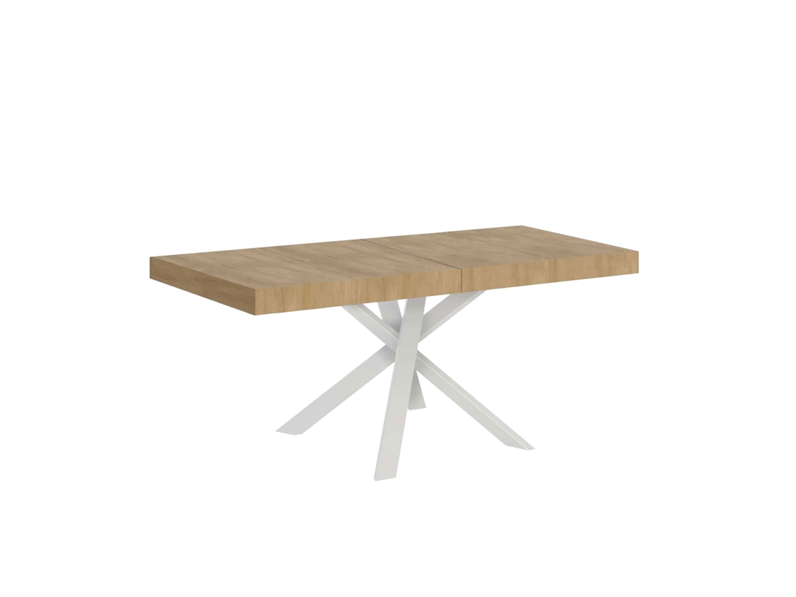Mesa de Jantar Extensível 90X90/194 Cm Clerk Premium Plano Carvalho Natural Pernas Brancas ITAMOBY