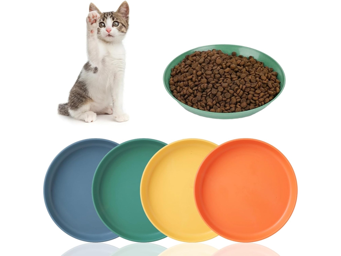 Tigelas Rasas para Animais de Estimação, Conjunto com 4 Unidades, Design Whisker Fatigue Free AQUAFORGE