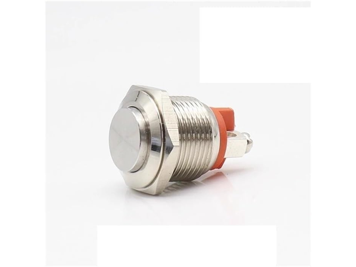 Conjunto de 5 botões de pressão metálicos com reset momentâneo, 19 mm e 1 nF, normalmente datados, IP65, com fusível.