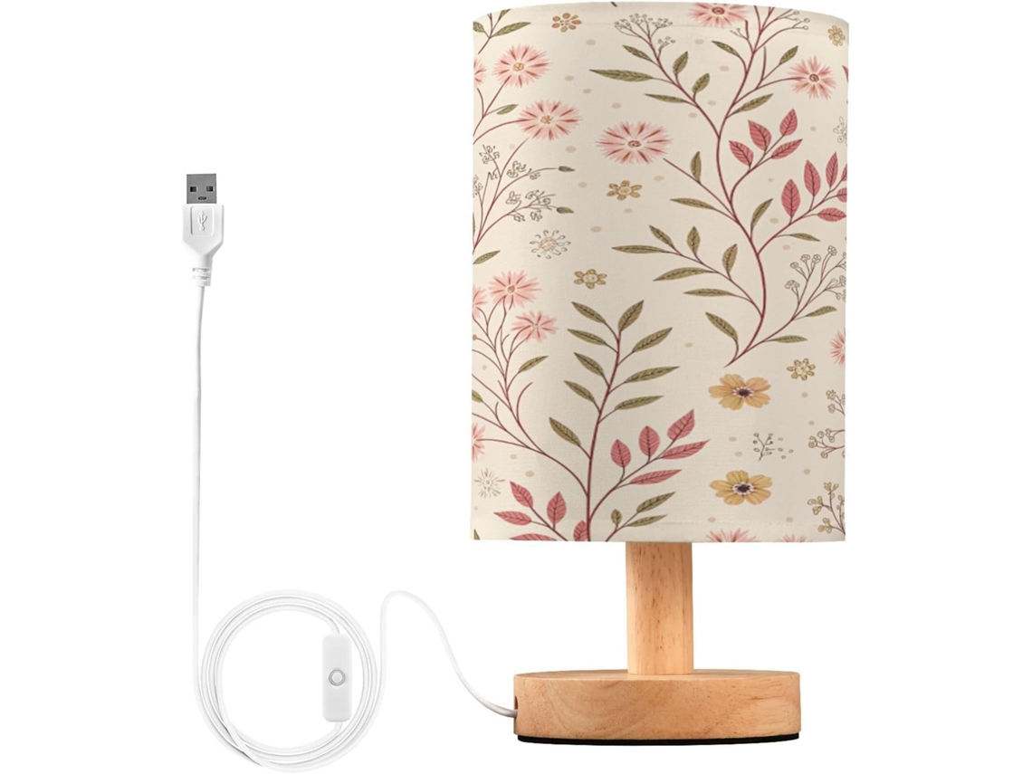 Abajur De Cabeceira Em Formato Folha Flor Para Quarto, Com Portas De Carregegamento Usb C, Luminária De Mesa Cabeceira