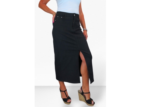 Saia de Mulher PAULO DUE Stretch Front Split Preto (40)