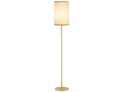 Abajur Chão Grife, Máx.40w, Poste Aço Dourado, 25,5x25,5x157 Cm, Linho Creme