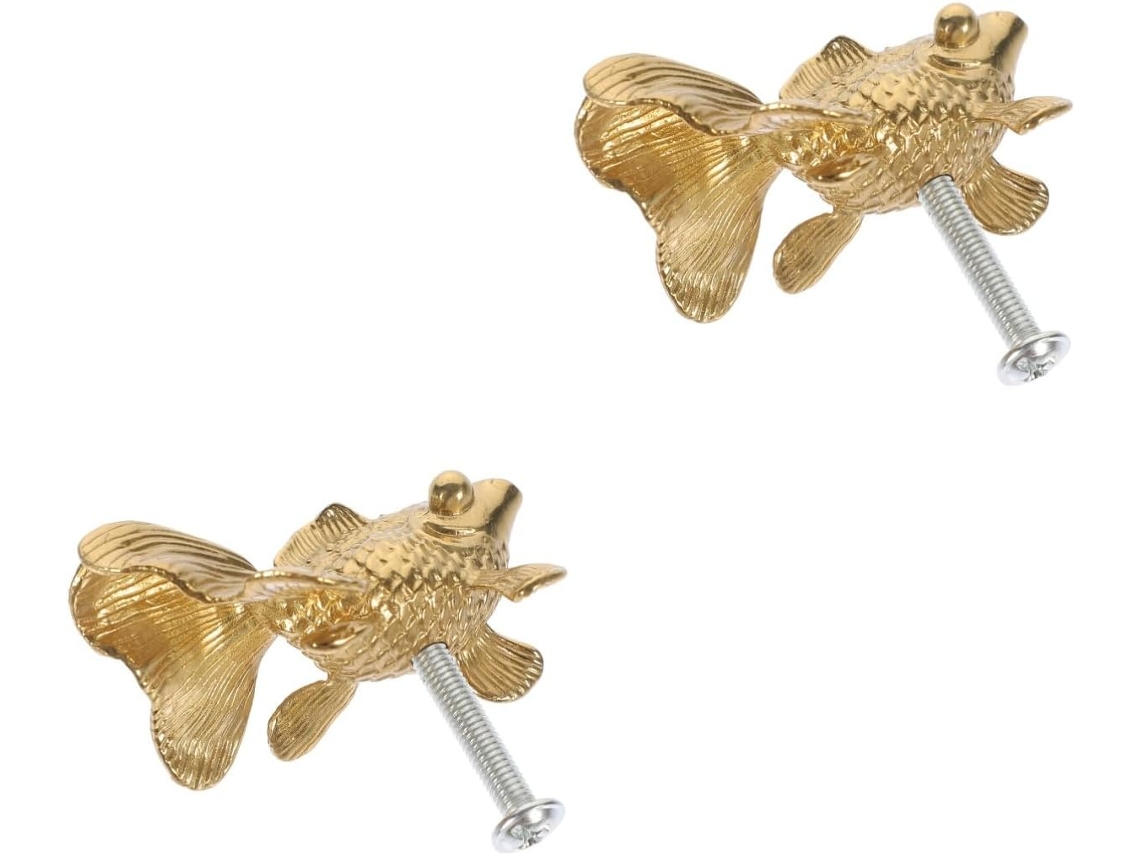 Wooneky Conjunto De 2-puxadores Decorativos Em Formato Animais, Com Peixinho Dourado, Para Gavetas E Cômodas Versáteis