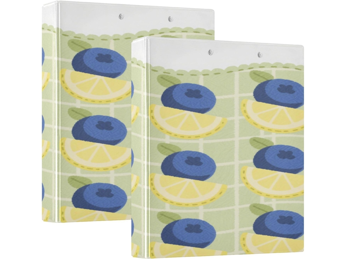 Pasta Escolar De 3, 8cm 1, 5 Polegadas Com Estampa Xadrez Verde E Mirtilo, 3 Argolas Com Bolsos, Pacote Com 1 2 Pastas