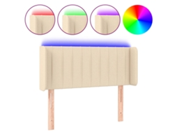 Cabeceira de Cama com Luzes Led Tecido Cor Creme MAISON EXCLUSIVE (93x16x78 cm)