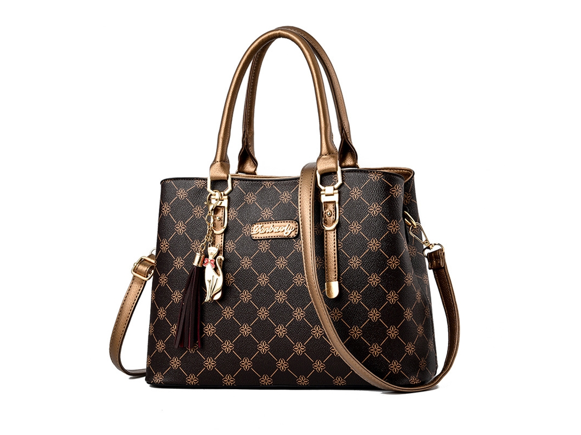 Bolsa Elegante De Grande Capacidade Estampa Bronze/Marrom Escuro SIURN