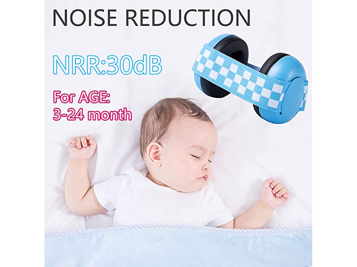 Primerox aventais Auriculares para Bebê Proteção Auditiva Ajustável Redução de Ruído 30db Rosa/azul