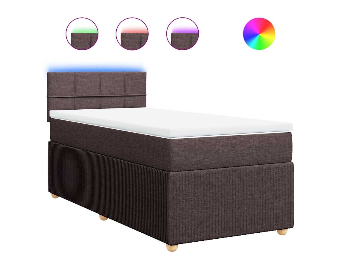 Cama com Molas e Colchão Tecido Castanho Escuro MAISON EXCLUSIVE (90x190 cm)