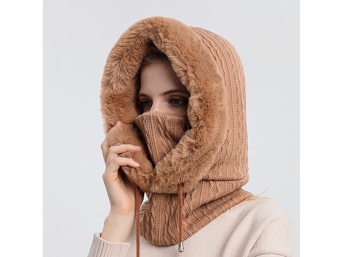 Chapéu de Inverno Feminino em Malha com Forro de Lã de uma Peça BRILVIBERA