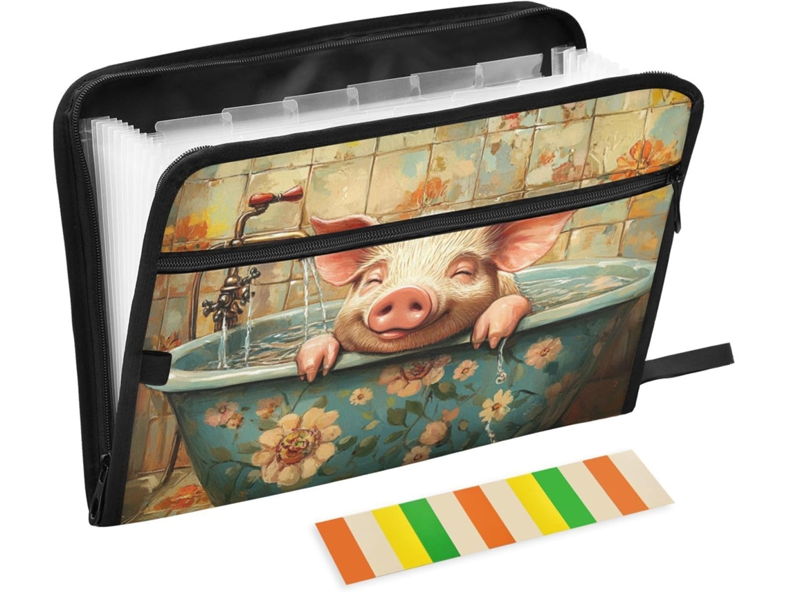 Pastas Expansíveis Com 13 Bolsos, Tamanho A4, Com Fecho De Zíper Materiais Escritório, Organizador De Banheira