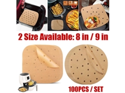 2026da 100 Folhas de Papel Perforado Marrom para Air Fryer e Vaporizador de Bambu 8/9 Polegadas 9 Polegadas Ronda