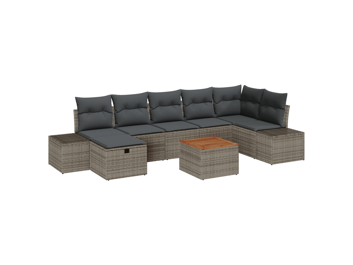 Conjunto 8 Conjunto De Sofá De Jardim Vidaxl Cinzento Vime Pe (319 X 154 X 85 Cm)