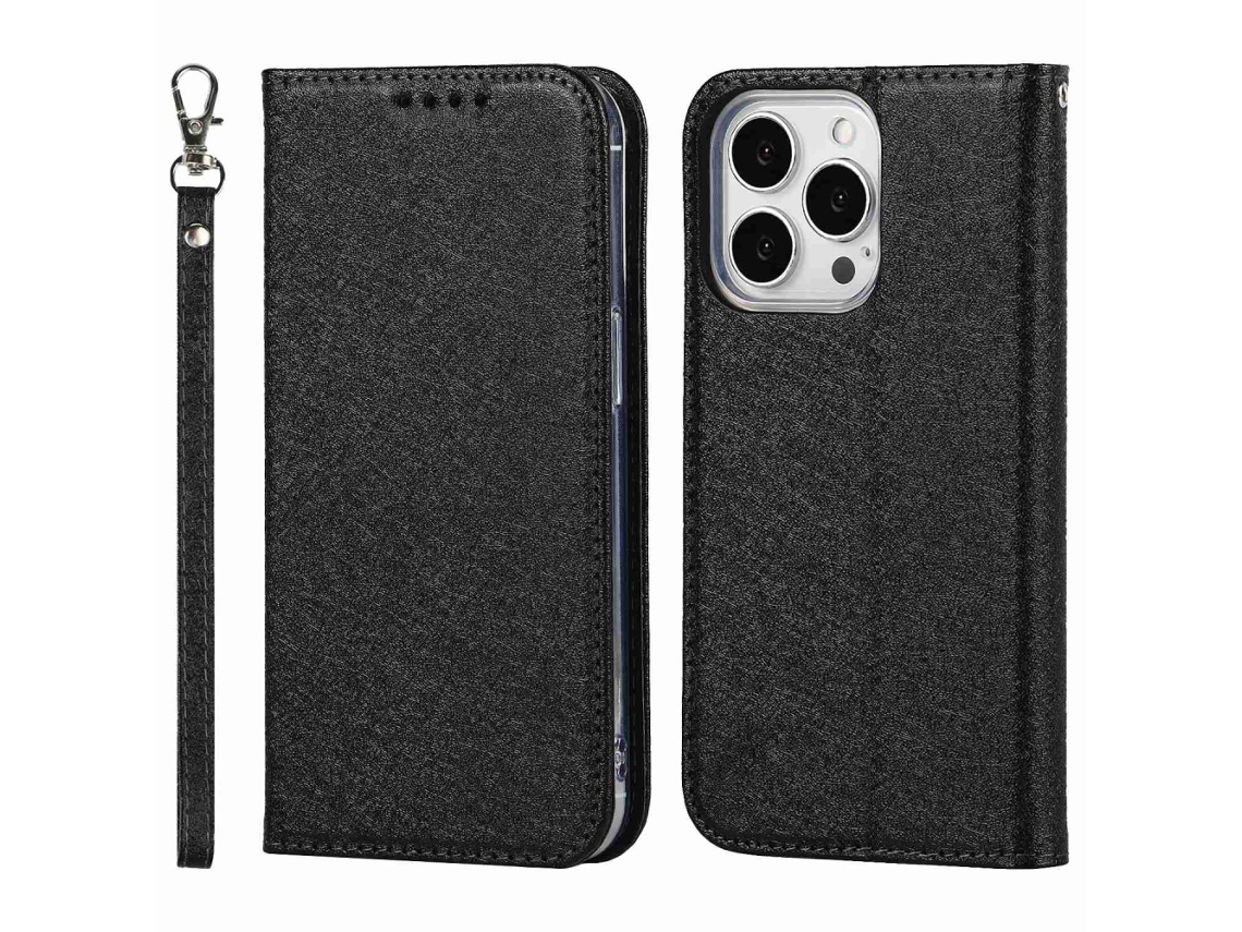 Capa Pega Para Iphone 14 Pro Max Pele Sintética Preto