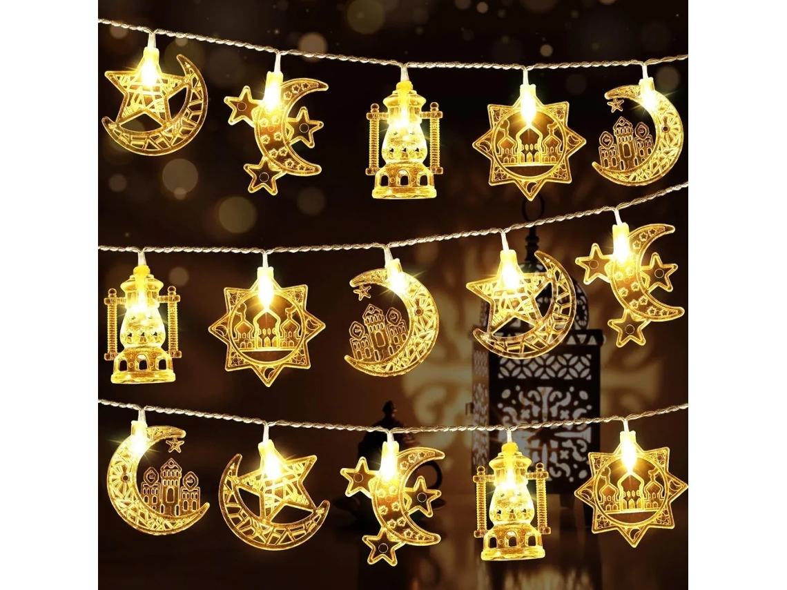 Luzes Decorativas Led Lua E Estrelas Para Ramadã