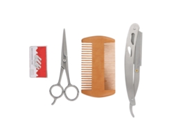 Kit para barba Blue Zoo, 4 folhas de pente Tesoura