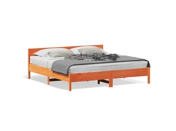 Cama Sem Colchão 200x200 Cm Pinho Maciço Castanho mel MAISON EXCLUSIVE