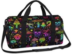 Bolsa Esportiva Colorida com Estampa de Caveira Cogumelo Tecido Poliéste 45x21x5x23cm Pa Cavei Design Du