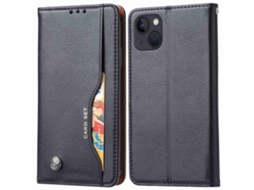 Capa Para Iphone 14 Plus Pele Sintética Anti-riscos Magnética Preto