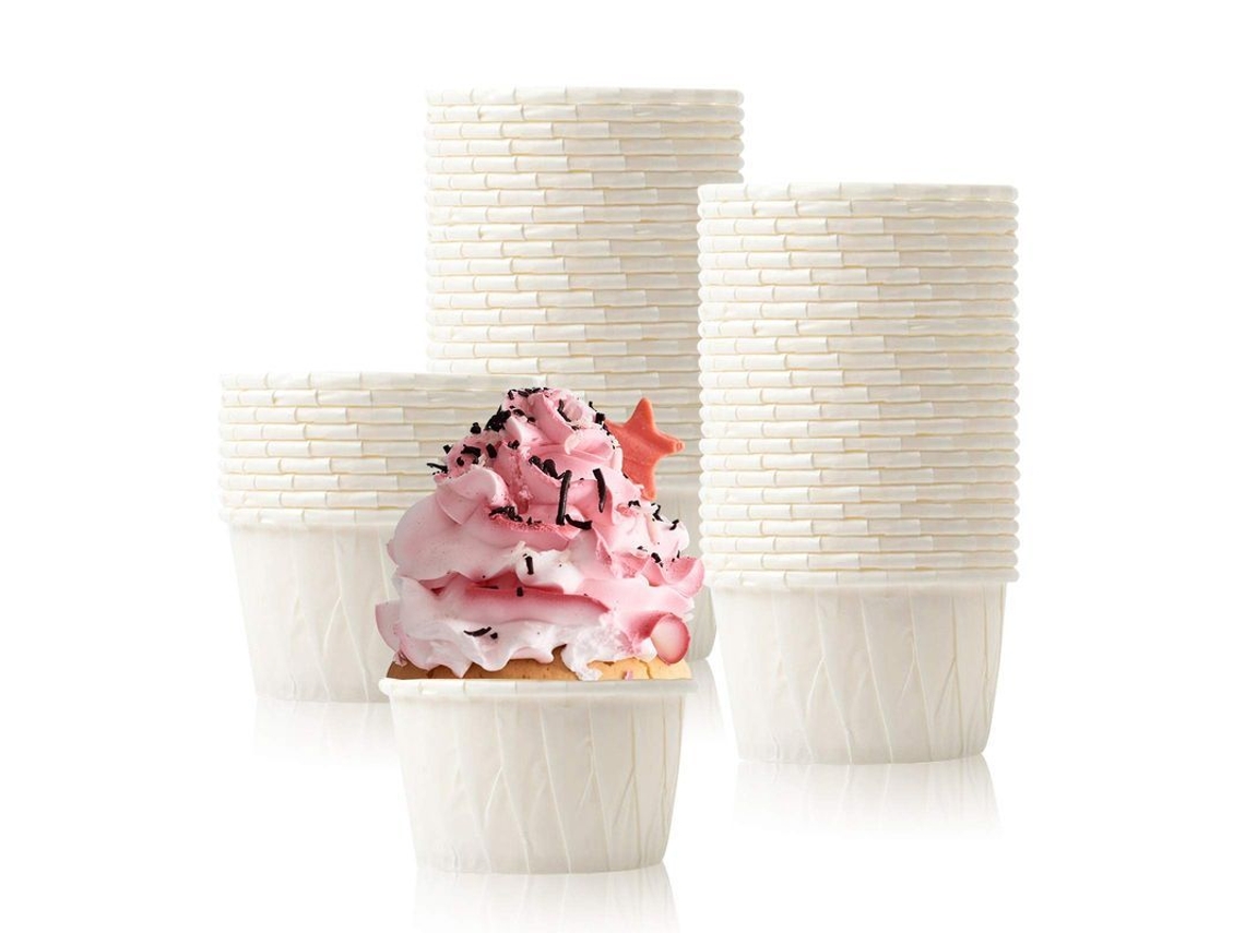 Forminhas de papel para cupcake Rebe-100, padrão (brancas)