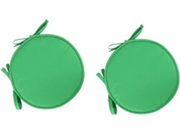 Conjunto De 2 Almofadas Grossas E Redondas Para Cadeira, Com Diâmetro E Na Cor Verde, Com Design Simples