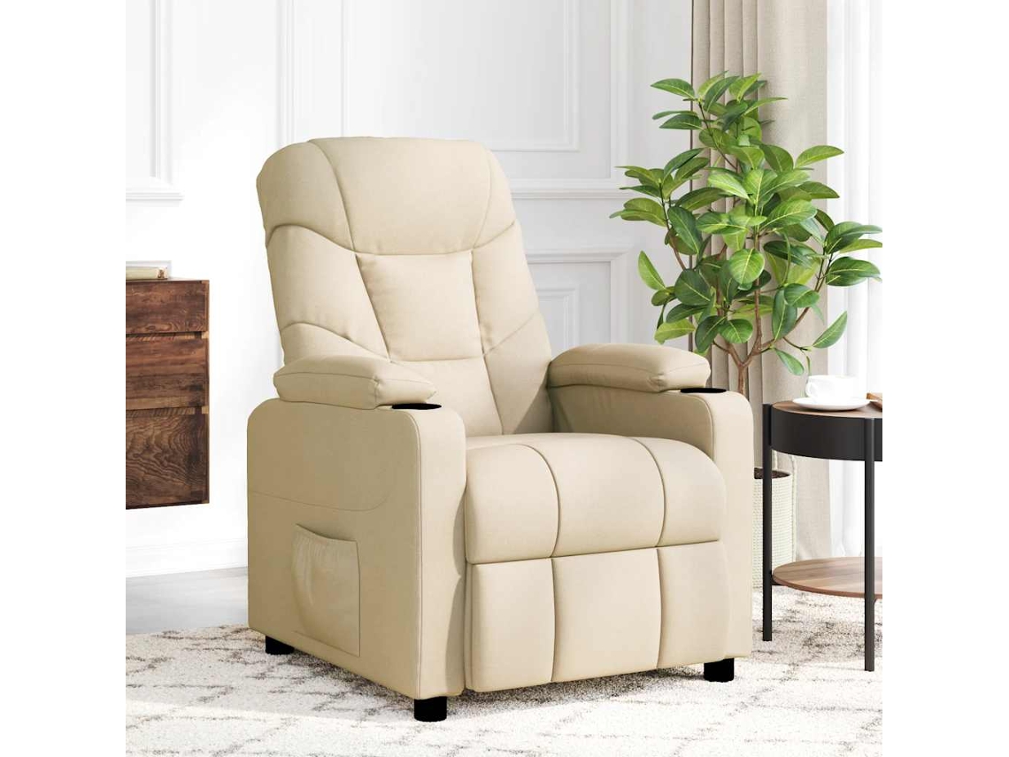 Vidaxl Poltrona De Massagens Tecido Cor Creme