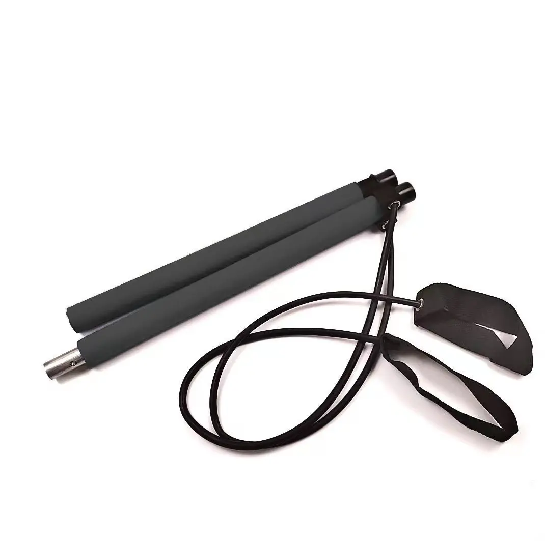 (preto) Barra De Pilates Combinada Com Barra De Ioga Para Treinamento De Costas Com Corda Elástica Para Alongamento