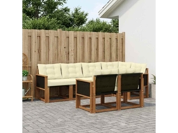 Vidaxl Conjunto De Sofás Para Exterior 7 Unid. Natural E Creme