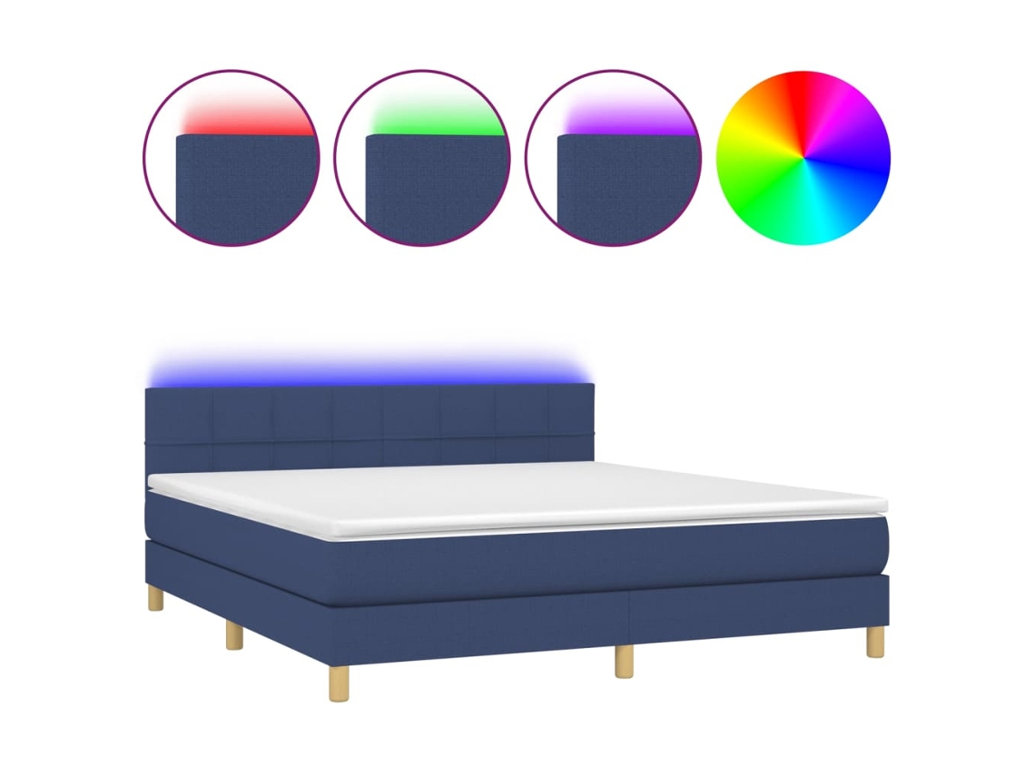 Box Spring Bed, Box Spring Beds Vidaxl Azul Tecido (160 X 200 Cm)