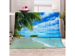 Manta Estampa de Praia com Vista para o em Microfibra 150x150cm