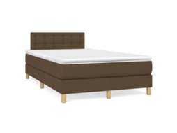 Vidaxl Cama Box Spring C/ Colchão/led 120x190cm Tecido Castanho-escuro