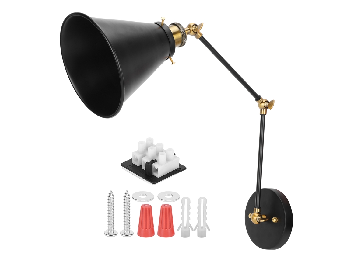 2026 lâmpada de Parede Vintage Industrial E27 com Braço Ajustável Luz de Leitura de Quarto Ac85‑265v