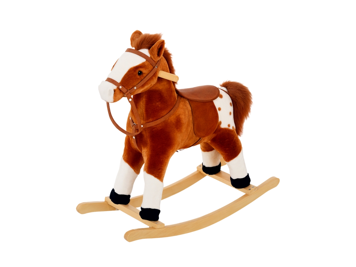 Cavalo de Baloiço de Pelúcia para Crianças 3-6 Anos com Sons 74x28x65cm MARROM S/MARCA