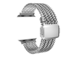 Bracelete Para Apple Watch 42/41/40/38mm - Aço Inoxidável Magnético Com Malha Prateada