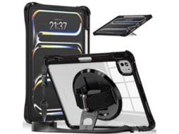 Capa Para Ipad Pro 13 2024 Com Suporte Giratório, Feita De Tpu Híbrido Transparente E Policarbonato.