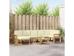 Vidaxl Conjunto De Sofás Para Exterior 8 Pcs Branco E Creme Poliéster
