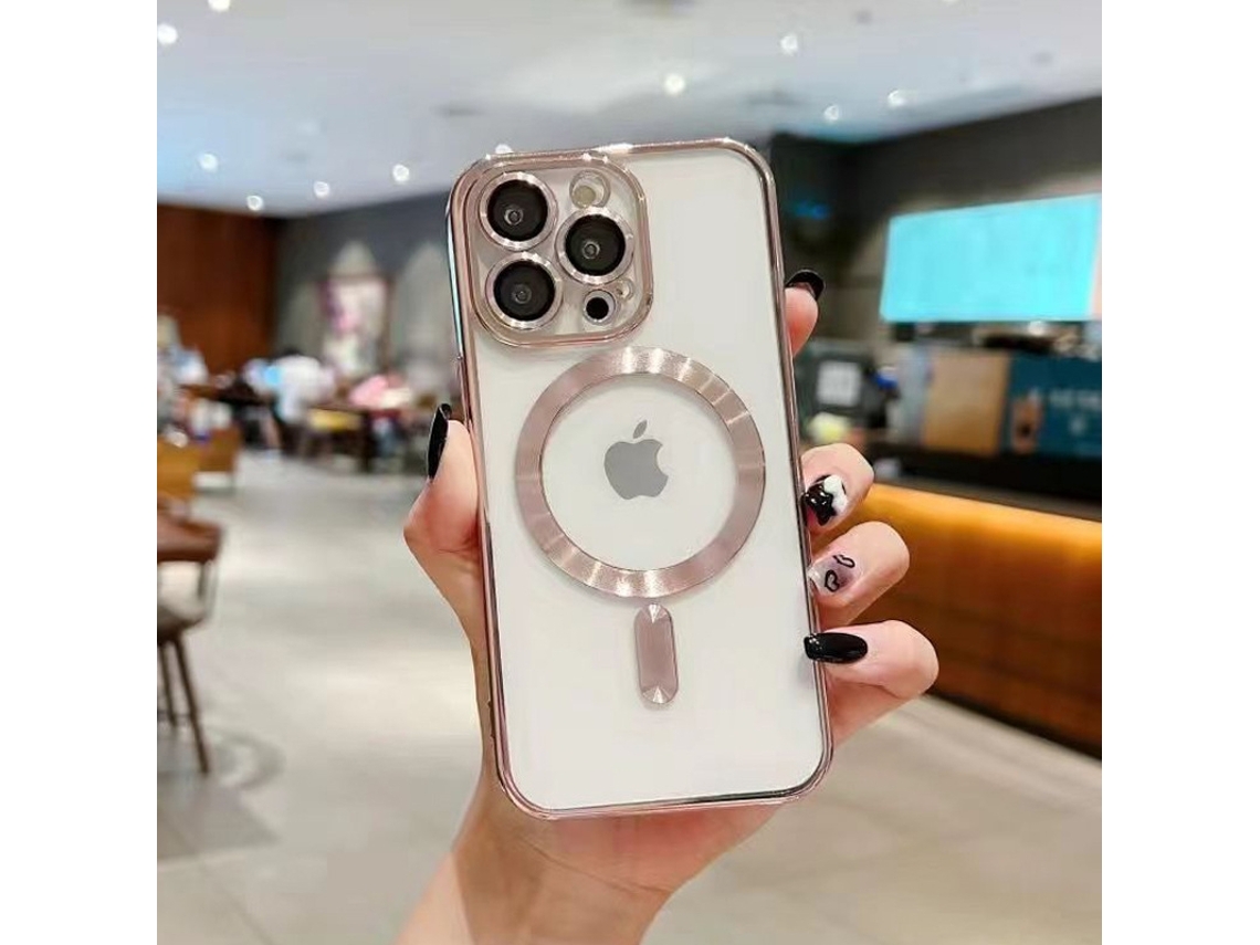 Capa Para Iphone 17 Pro Max Em Ouro Rosa Com Protetor De Lente Magnético