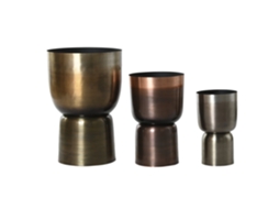 Conjunto de 3 Vasos de Metal com Pátina Dourada, 40x40x62cm ALEXANDRA HOUSE LIVING