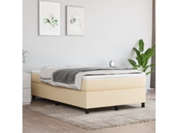 Cama Com Molas/colchão 120x200 Cm Tecido Cor Creme