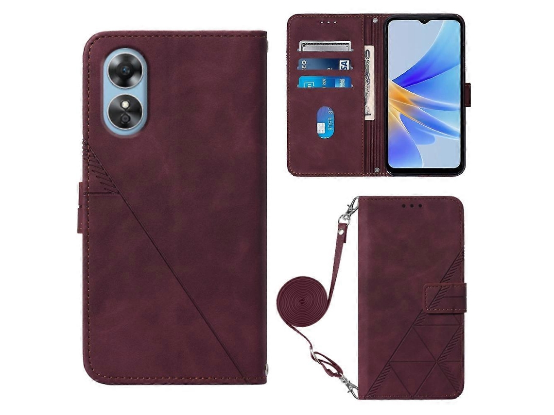Capa De Celular De Couro Com Flip E Relevo 3d Para Oppo A17 4g Crossbody