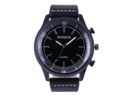 Reloj Hombre De Cuero Pu Dial Grande Reloj De Cuarzo Moda Pulsera Negro