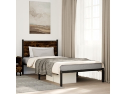 Estrutura De Cama Sem Colchão 107x203 Cm Metal Carvalho Fumado
