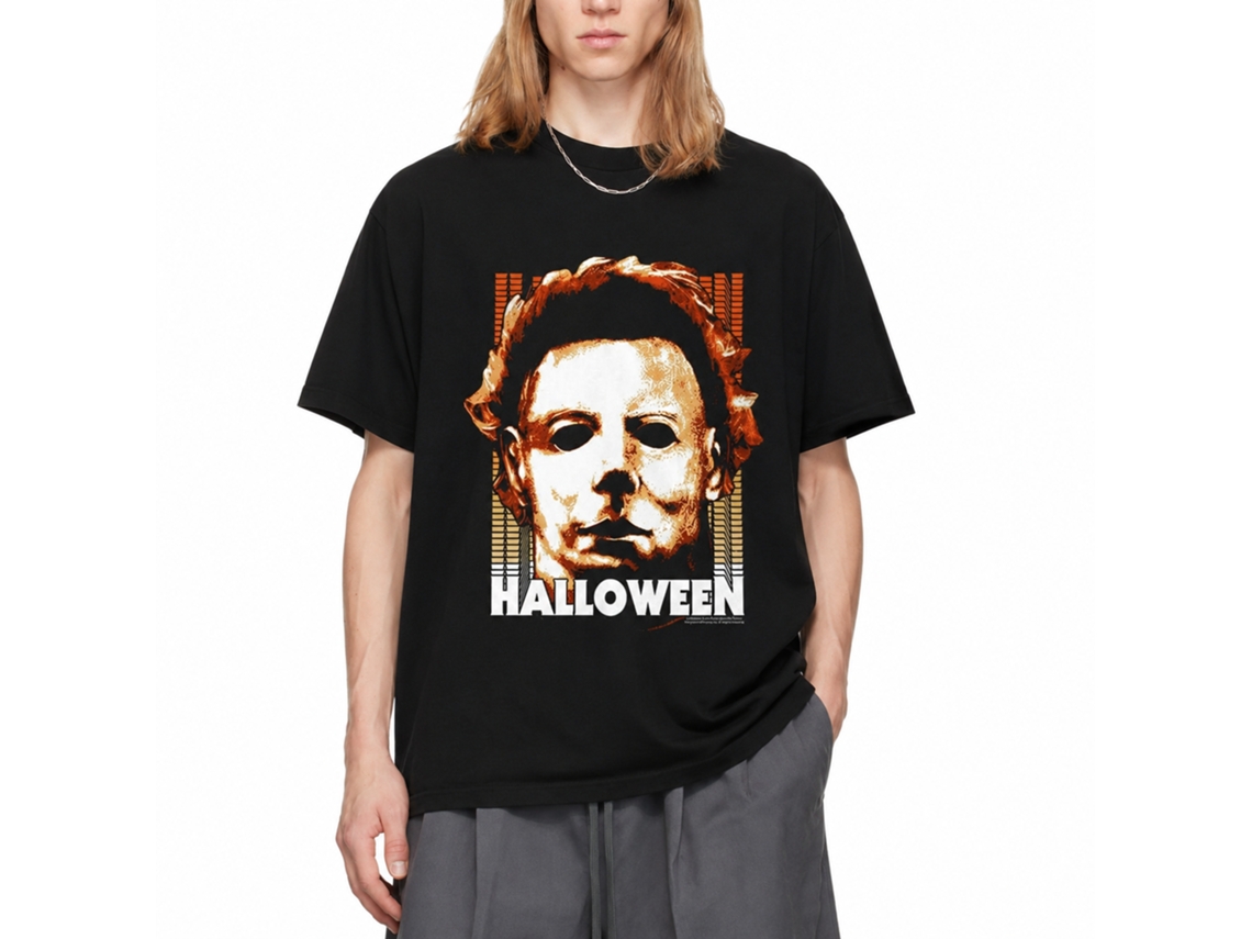 Rockinstone Halloween Movie Multiple Logos Black Adult T-shirt Size:m