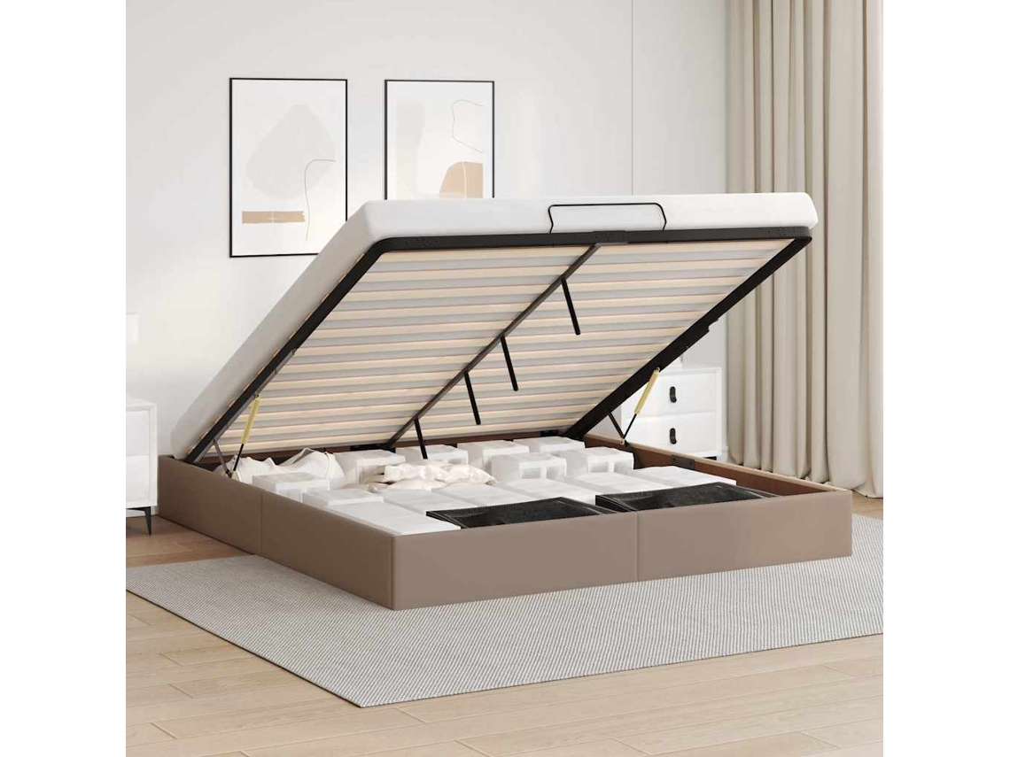 Vidaxl Estrutura De Cama Otomana Sem Colchão Cappucino 200x200 Cm