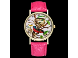 Reloj Casual De Moda Unisex Con Cuerda De Cuero De Cuarzo Zhoulianfa(rojo Rosa)