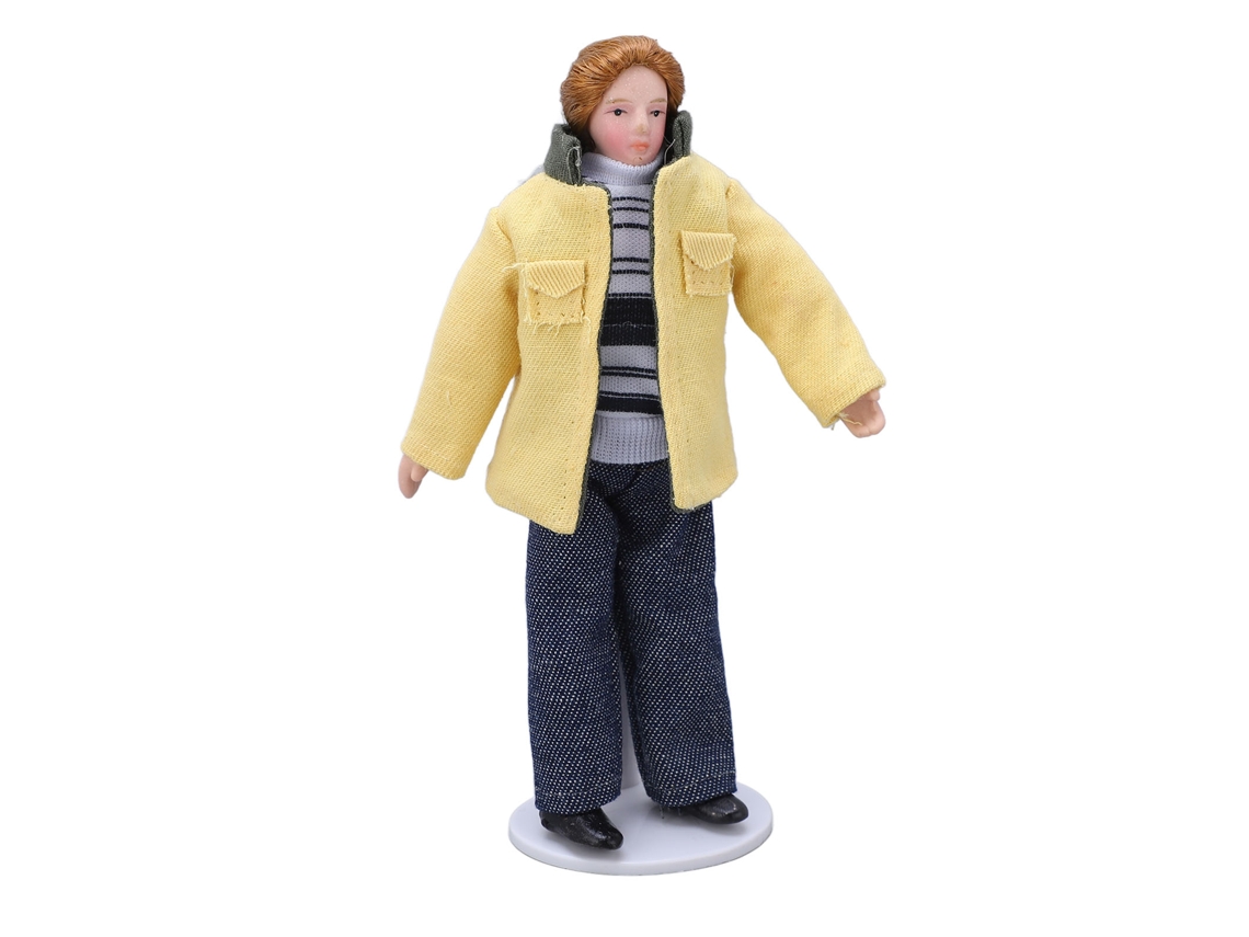 Primerox boneca de Porcelana em Miniatura Mulher Escala 1:12 para Casa de Bonecas com Membros Móveis
