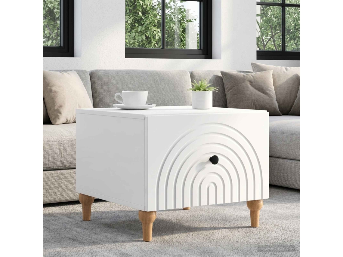 Vidaxl Mesa De Centro Com Gaveta Branco Brilhante 49 X 50 X 40 Cm