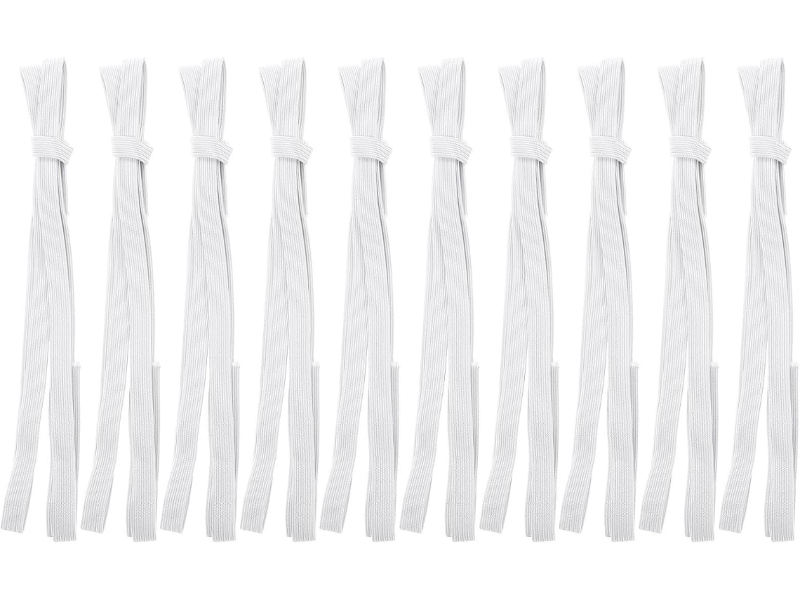 Conjunto De 10 Elásticos Largos Brancos, Flexíveis E Hipoalergênicos